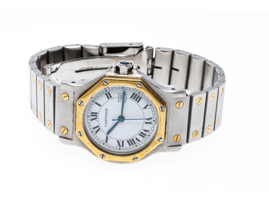 Cartier Santos Wonderful Vintage Steel And Gold Octagonal Santos Watch