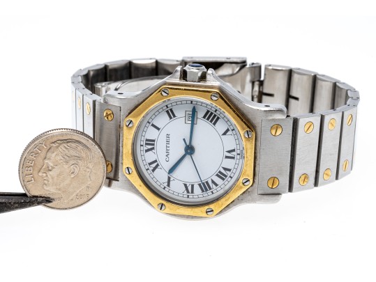 Cartier Santos Wonderful Vintage Steel And Gold Octagonal Santos Watch