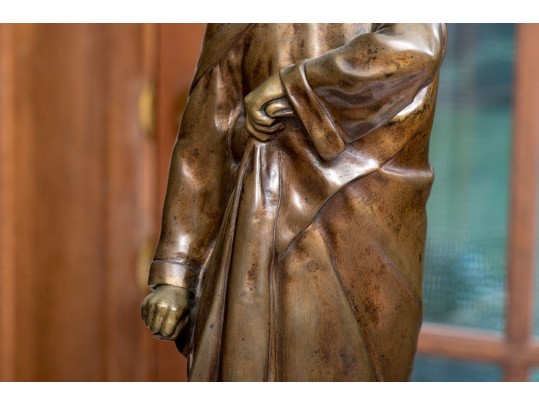 DeLaguey Stamped Antique Bronze Dark Patinated Sculpture Of Dante