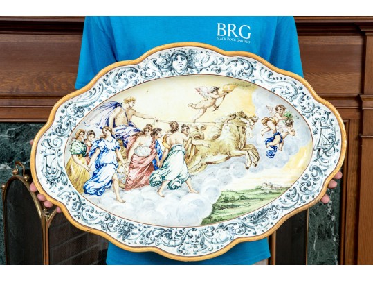 Italian Majolica Scalloped Oval Charger, Purchase Price: $330
