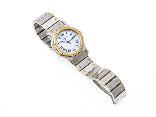 Cartier Santos Wonderful Vintage Steel And Gold Octagonal Santos Watch