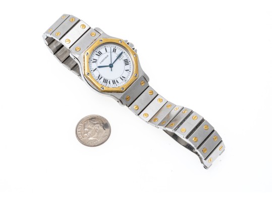 Cartier Santos Wonderful Vintage Steel And Gold Octagonal Santos Watch