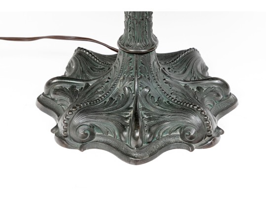 Antique Arts And Crafts Slag Glass Lamp, Ca. 1900-1920
