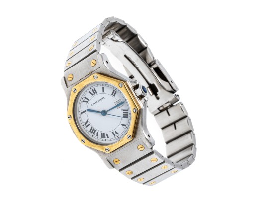 Cartier Santos Wonderful Vintage Steel And Gold Octagonal Santos Watch