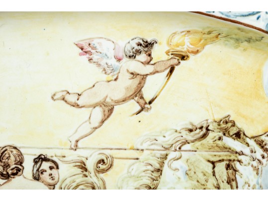 Italian Majolica Scalloped Oval Charger, Purchase Price: $330