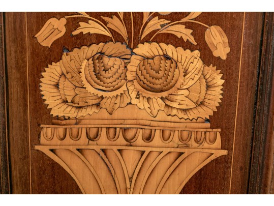 Magnificent 19th Century Dutch Marquetry Satinwood Walnut Double Door Cabinet