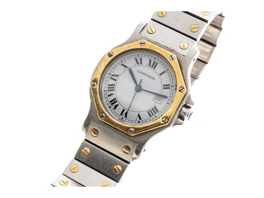 Cartier Santos Wonderful Vintage Steel And Gold Octagonal Santos Watch