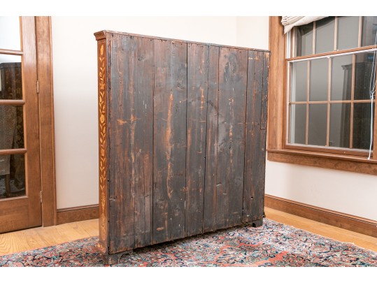 Magnificent 19th Century Dutch Marquetry Satinwood Walnut Double Door Cabinet