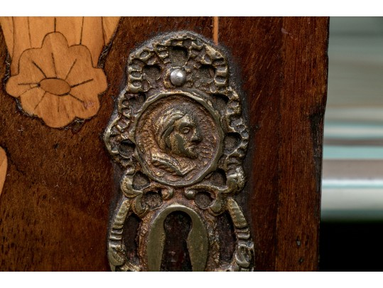 Magnificent 19th Century Dutch Marquetry Satinwood Walnut Double Door Cabinet