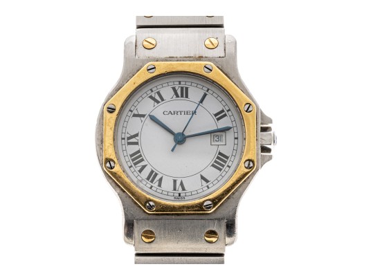 Cartier Santos Wonderful Vintage Steel And Gold Octagonal Santos Watch