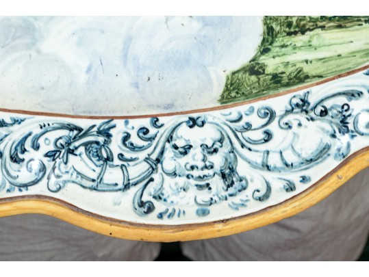 Italian Majolica Scalloped Oval Charger, Purchase Price: $330
