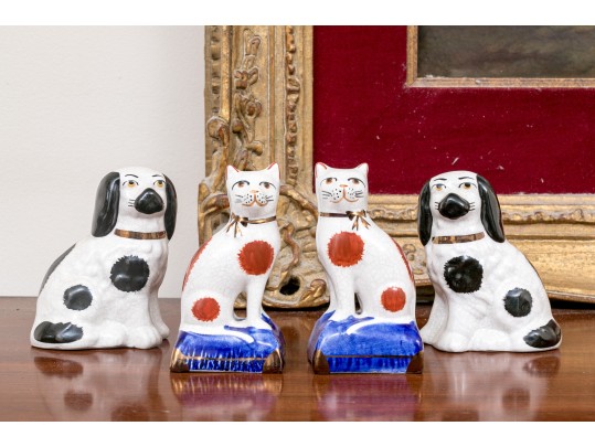 Four Reproduction English Staffordshire Animals