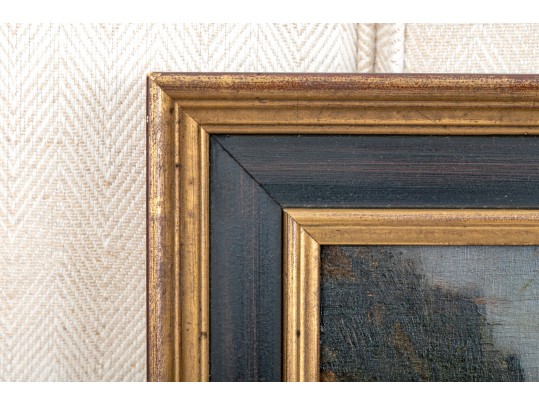 Antique Oil On Board, Norwegian Mountain House Landscape