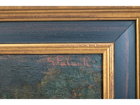 Antique Oil On Board, Norwegian Mountain House Landscape