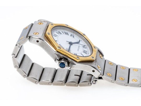 Cartier Santos Wonderful Vintage Steel And Gold Octagonal Santos Watch