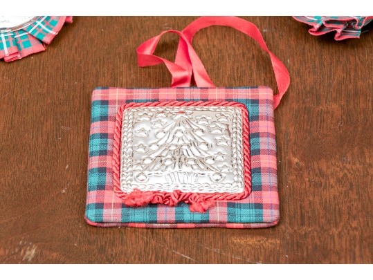 Group Of Six Vintage Repousse Sterling Silver Christmas Ornaments 