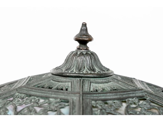 Antique Arts And Crafts Slag Glass Lamp, Ca. 1900-1920