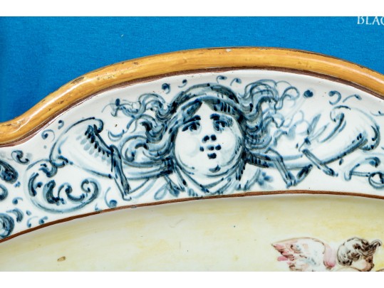 Italian Majolica Scalloped Oval Charger, Purchase Price: $330