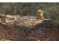 Antique Oil On Board, Norwegian Mountain House Landscape