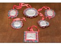 Group Of Six Vintage Repousse Sterling Silver Christmas Ornaments 