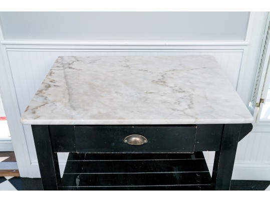 Marble Top Wood Kitchen Utility Table