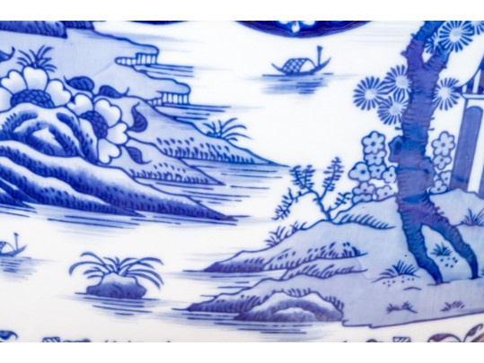 Chinese Blue And White Glazed Ceramic Square Garden Seat