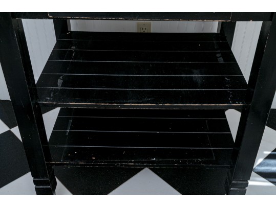 Marble Top Wood Kitchen Utility Table