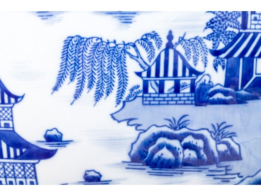 Chinese Blue And White Glazed Ceramic Square Garden Seat