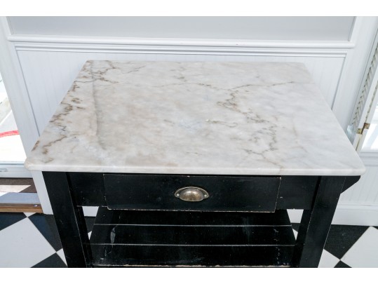 Marble Top Wood Kitchen Utility Table
