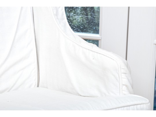 White Cotton Slip Covered Wing Chair
