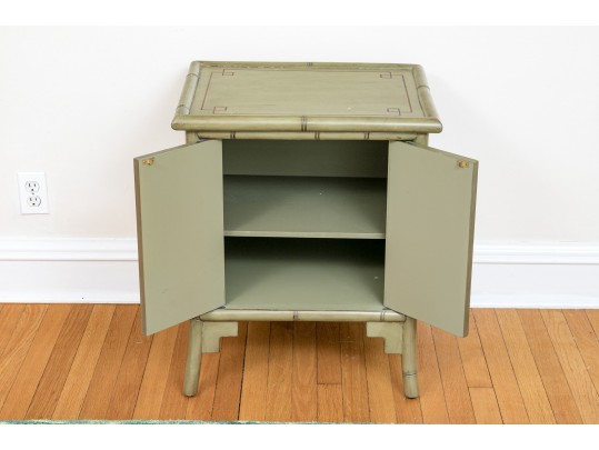 Chinese Faux Bamboo Cabinet In Green Finish
