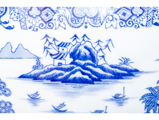 Chinese Blue And White Glazed Ceramic Square Garden Seat