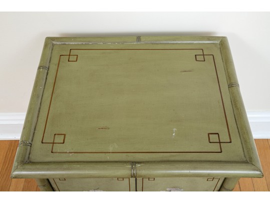 Chinese Faux Bamboo Cabinet In Green Finish