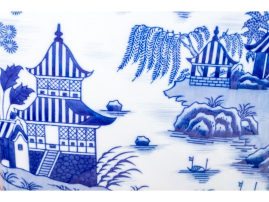 Chinese Blue And White Glazed Ceramic Square Garden Seat