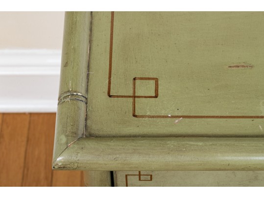 Chinese Faux Bamboo Cabinet In Green Finish