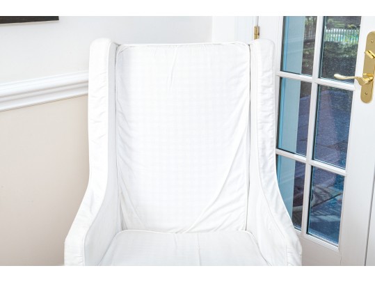 White Cotton Slip Covered Wing Chair