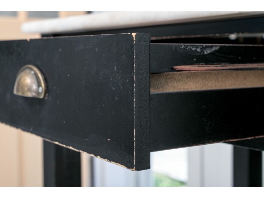 Marble Top Wood Kitchen Utility Table