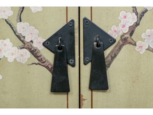 Chinese Faux Bamboo Cabinet In Green Finish