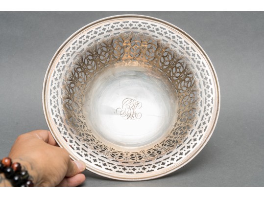 Sterling Silver Pierced 10” Centerpiece Pedestal Bowl