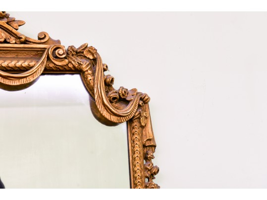 Antique Carved Wood Gilt Wall Mirror
