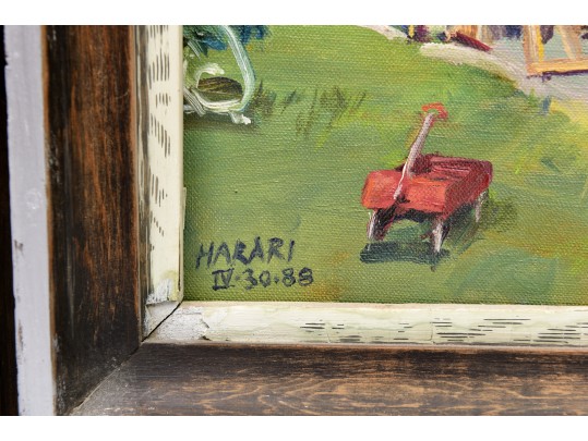 Hananiah Harari “Templeton’s Barn Sale” Framed Oil Painting On Canvas