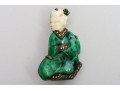 Sterling Silver Marcasite Jade Buddha And Geisha Brooches