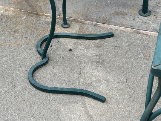 Nine Piece Vintage Green Paint Finished Iron Patio Set