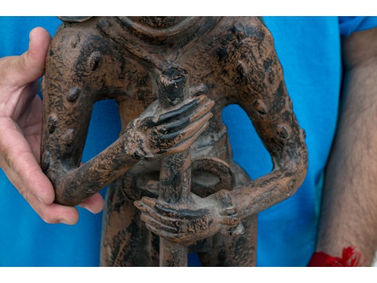 Paint Finished African Wood Figural Carving