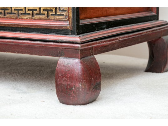 Asian Carved And Lacquered Wood Chest, Possibly Korean