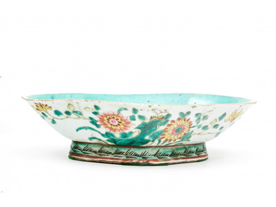 Collection Of 3 Chinese Famille Rose Porcelain Footed Dish & Bowls