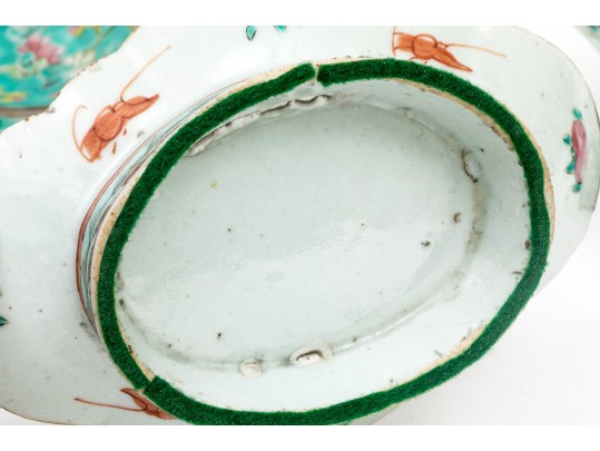 Collection Of 3 Chinese Famille Rose Porcelain Footed Dish & Bowls