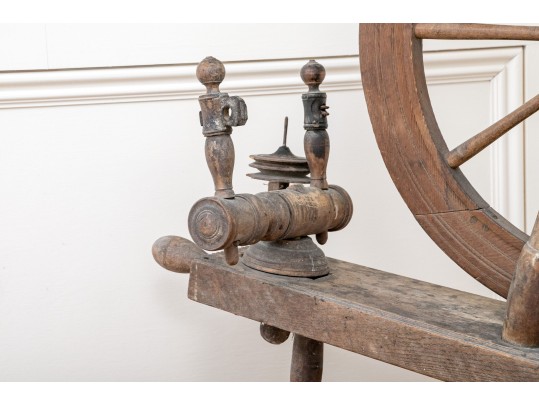 Antique Carved Wood Spinning Wheel, Restoration Project
