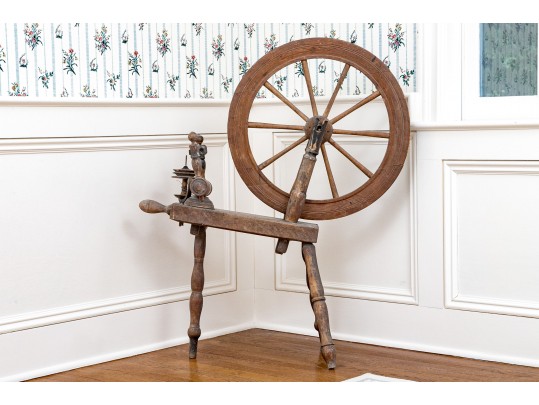 Antique Carved Wood Spinning Wheel, Restoration Project