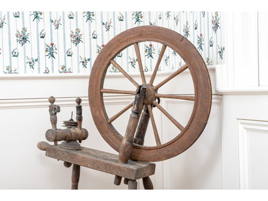 Antique Carved Wood Spinning Wheel, Restoration Project